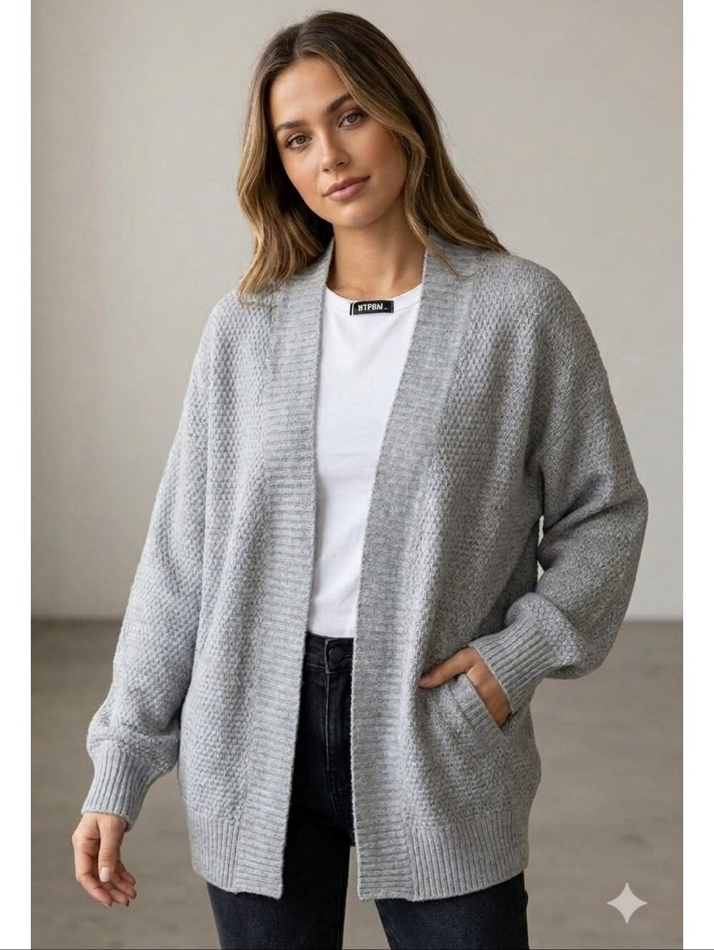 BTFBM Open Front Cardigan Sweater Gray Size M